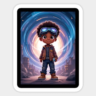 The Time Traveler, African American Child Sticker